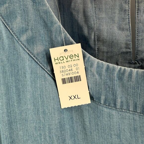 HAVEN WELL WITHIN x TALBOTS Tank Size XXL Chambray Sleeveless Tencel Cropped NWT - Picture 5 of 13